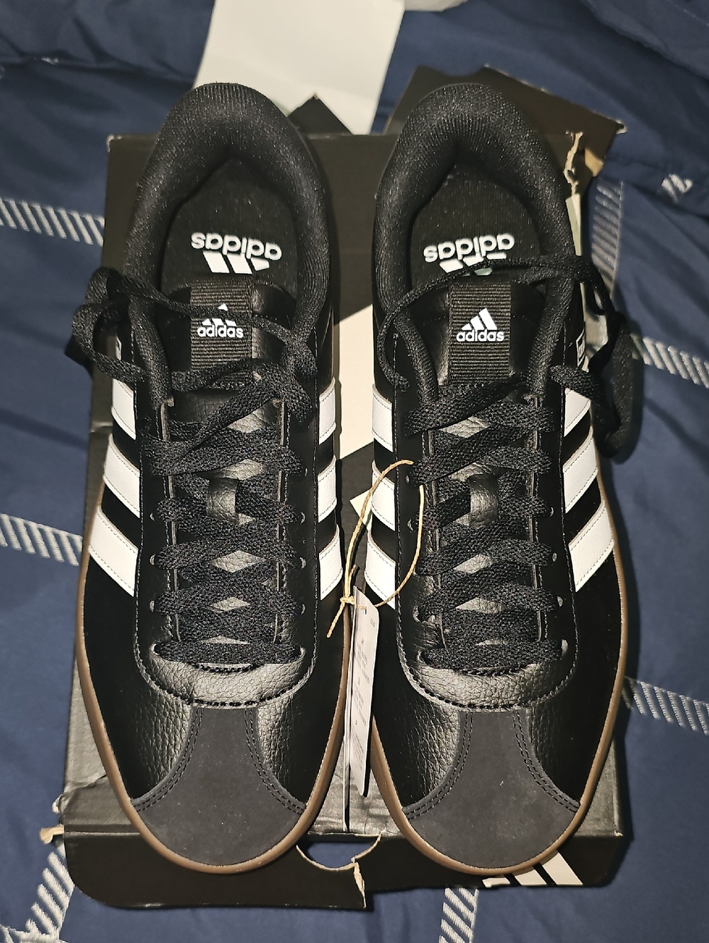 adidas Black and White Classic Low-Top Sneakers with Gum Trim